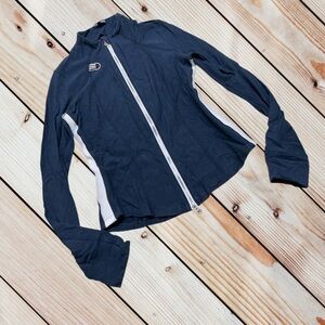 Movetes L navy bamboo rayon, cotton spandex full zip jacket